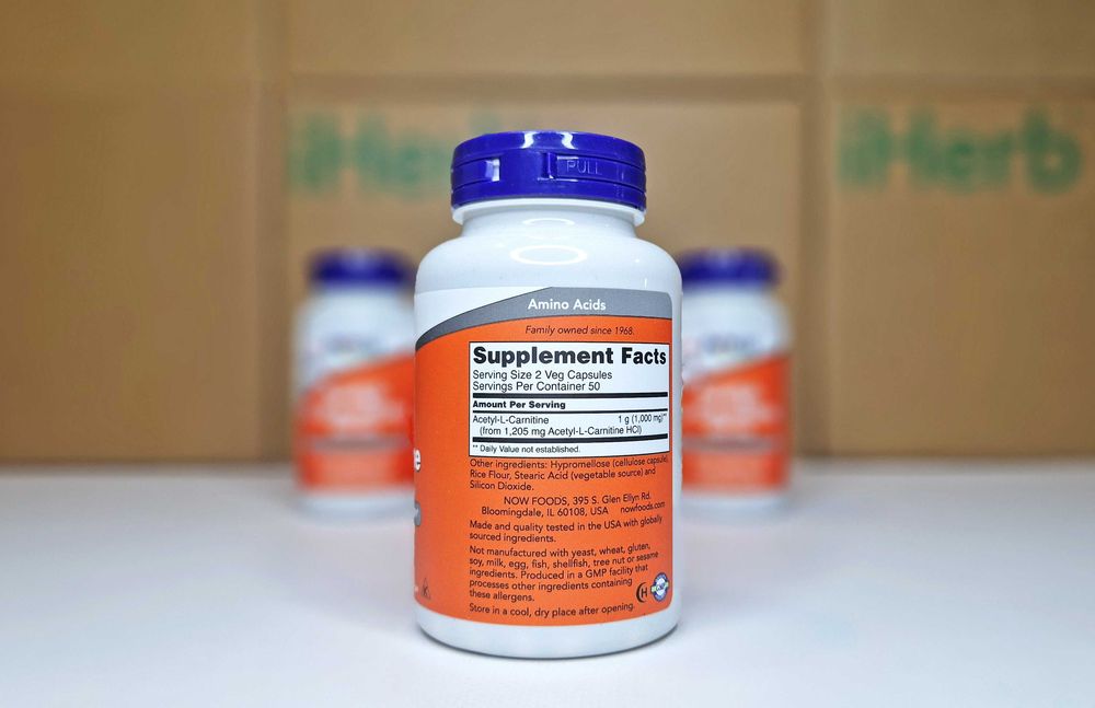 Ацетил L-карнітин Now Foods, 500мг, 50шт і 100шт. Acetyl-L-Carnitine