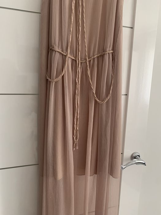 шелковое платье в пол бежевое вечернее xs/s