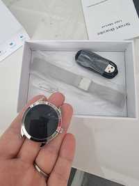 Smartwatch damski kw10 srebrny zegarek