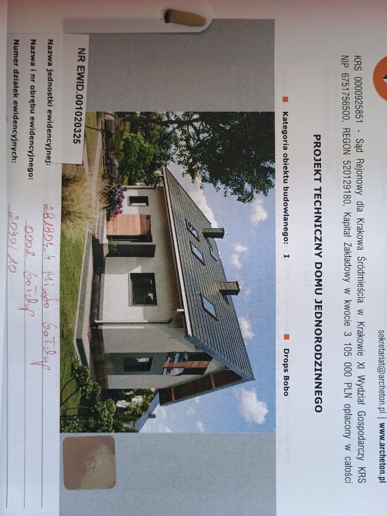 Sprzedam działkę z WZ 2090/10 ul.Warszawska z projektem.