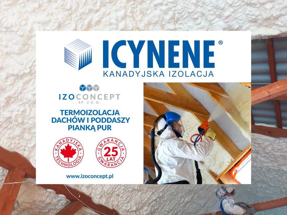 Ocieplanie, izolacje kanadyjską pianą PUR icynene. wdmuchiwanie wełny