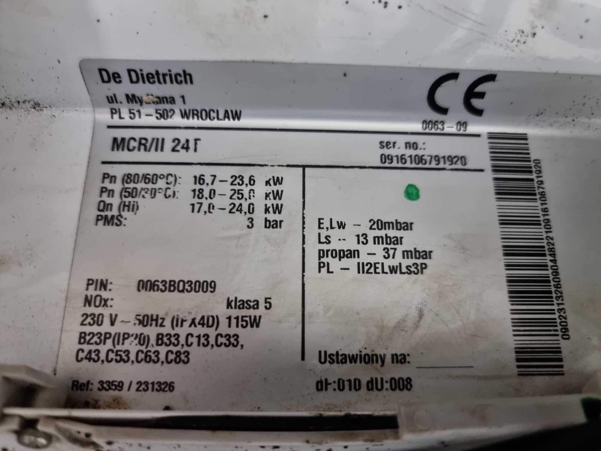 Piec De Dietrich MCRII24T(uszkodzony)+reg. pogody VS5500 plus(sprawny)