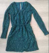 Sukienka cekinowa, zielona Rozmiar 36