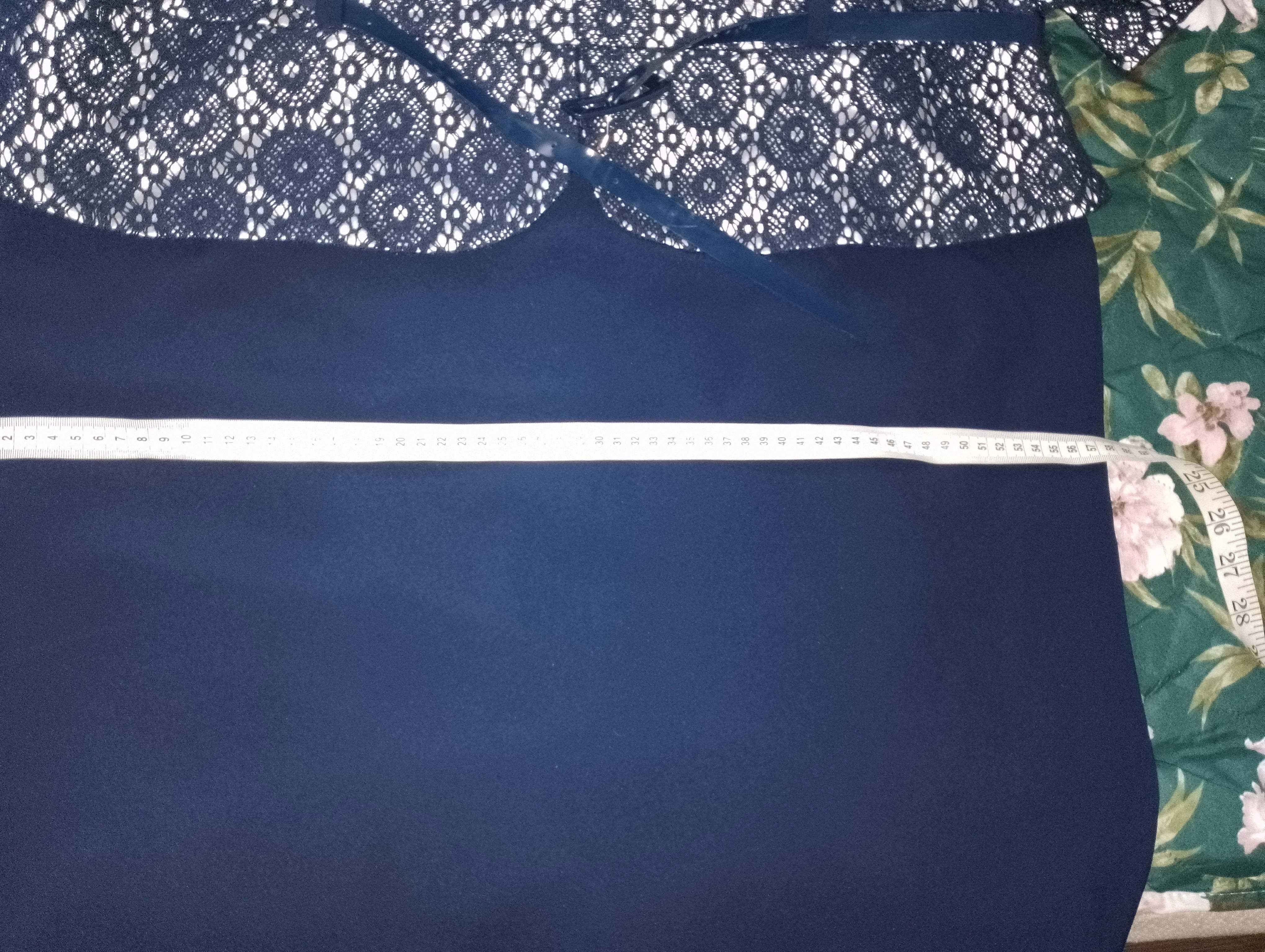 Sukienka wizytowa granatowa z paskiem plus size r. 52