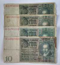 zestaw banknotów 10 marek ,  1929 , Niemcy , 4 szt.