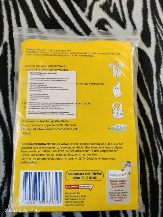 Śliniak jednorazowy z kieszenią