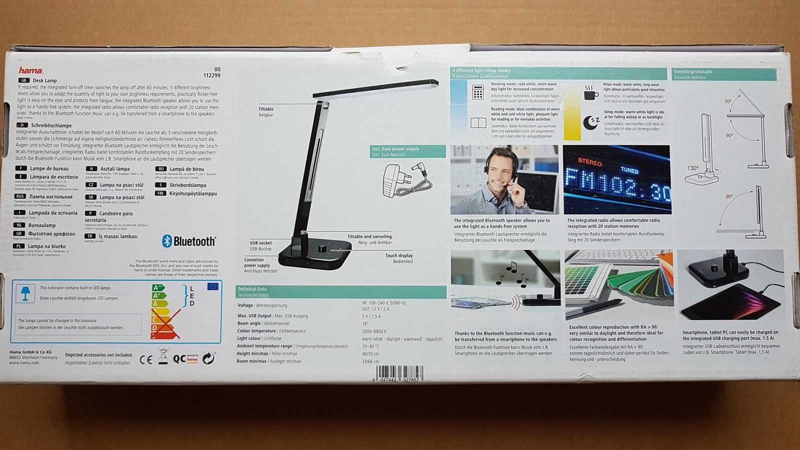 Lampa LED + radio + ładowarka indukcyjna