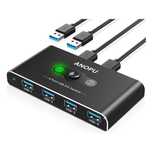 Automatyczny Przełącznik USB 3.0 – 4-Portowy Hub dla 2 Komputerów