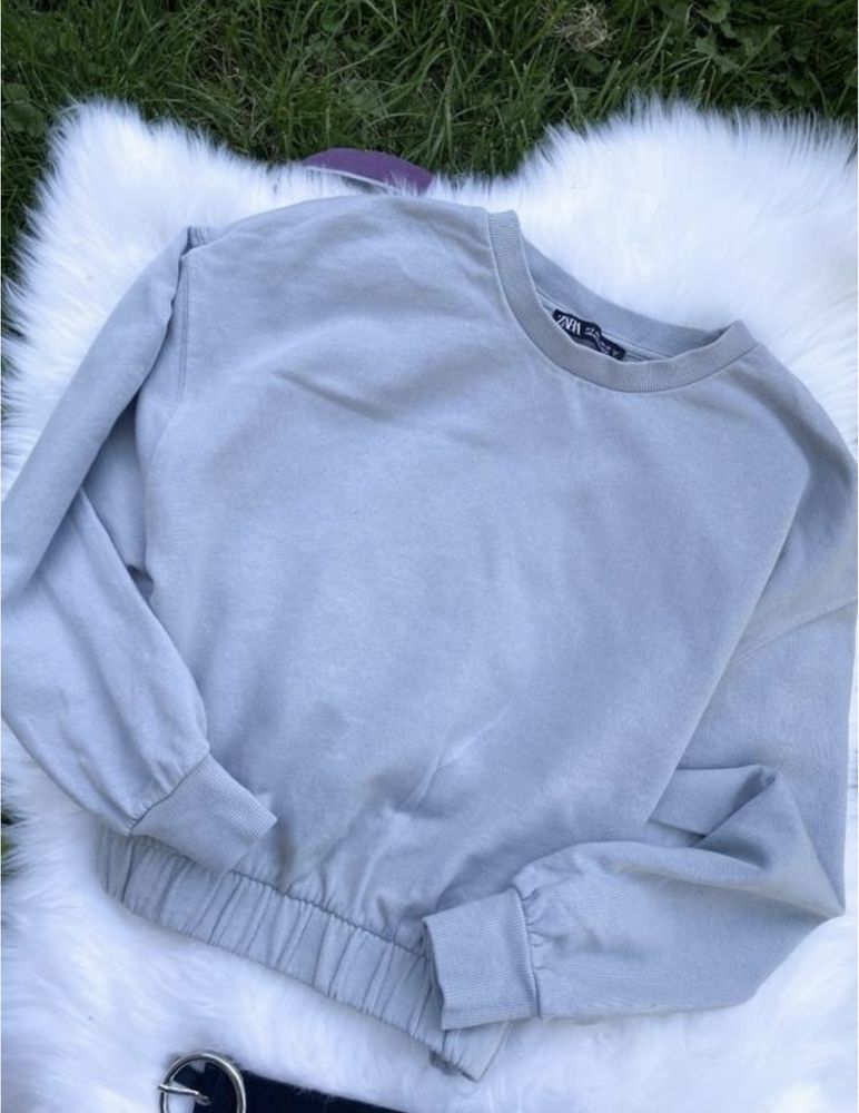 Сірий вкорочений світшот від Zara/сірий светр ZARA з резинкою