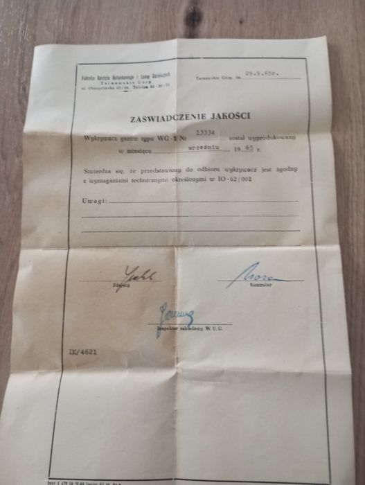 Wykrywacz gazów  z 1965 r