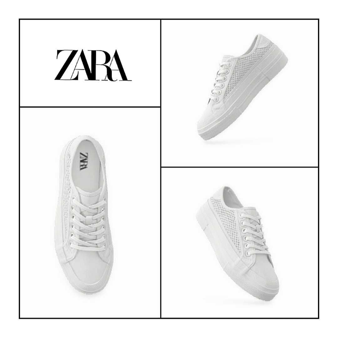 Кеди 37 38 Zara нова колекція білі з сітчастої тканини дихаючі жіночі