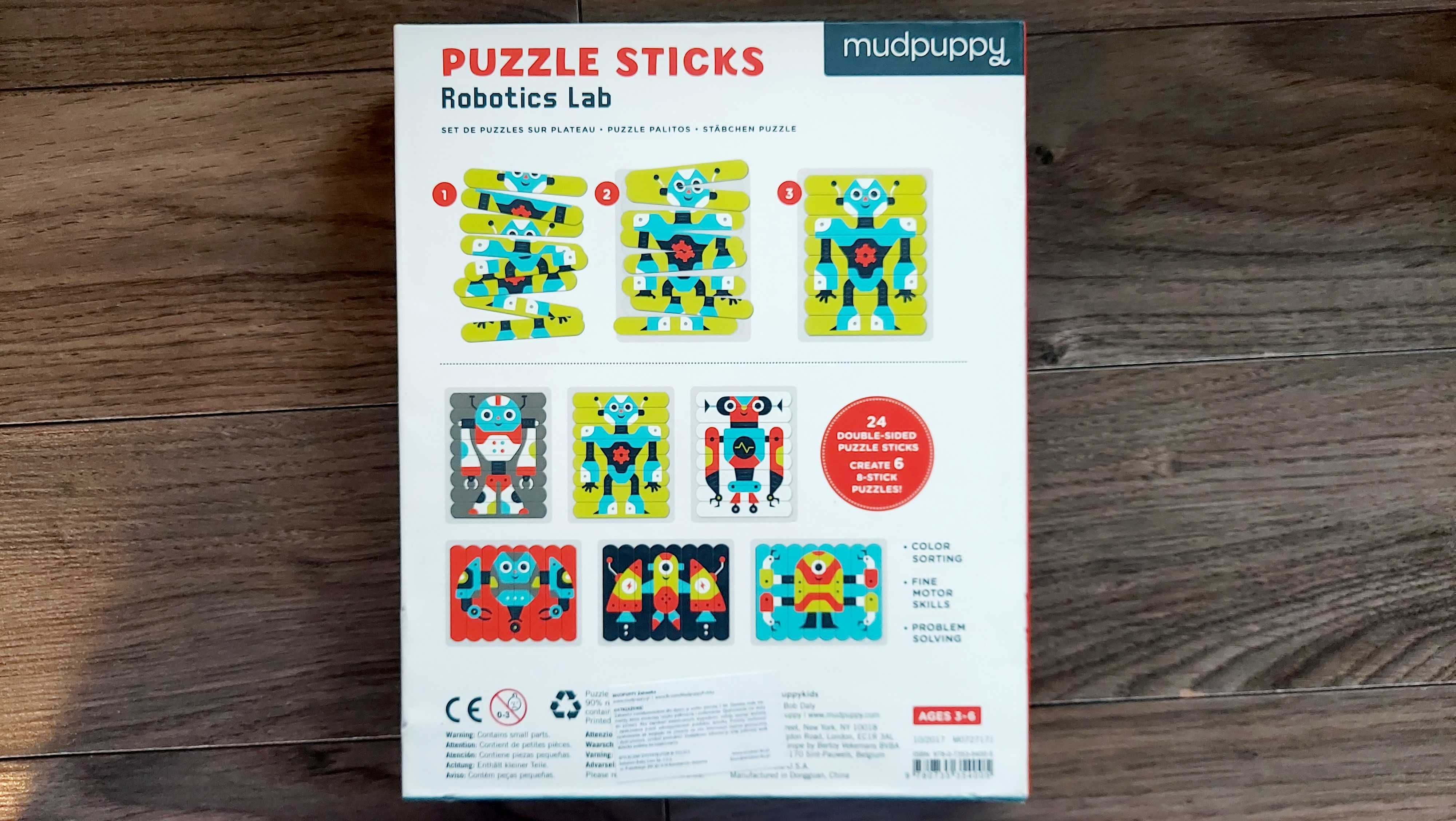 Muduppy puzzle sticks patyki roboty 3+