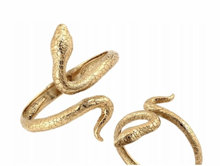 Pierścionek złoty wąż 585, żmija, wężyk
