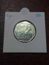 Moneta Cypr 50 centów 1994