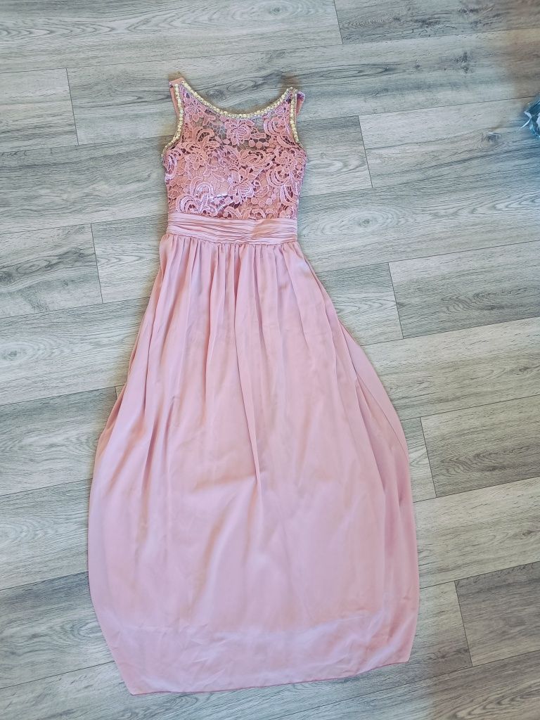 Pudrowa sukienka maxi L/XL