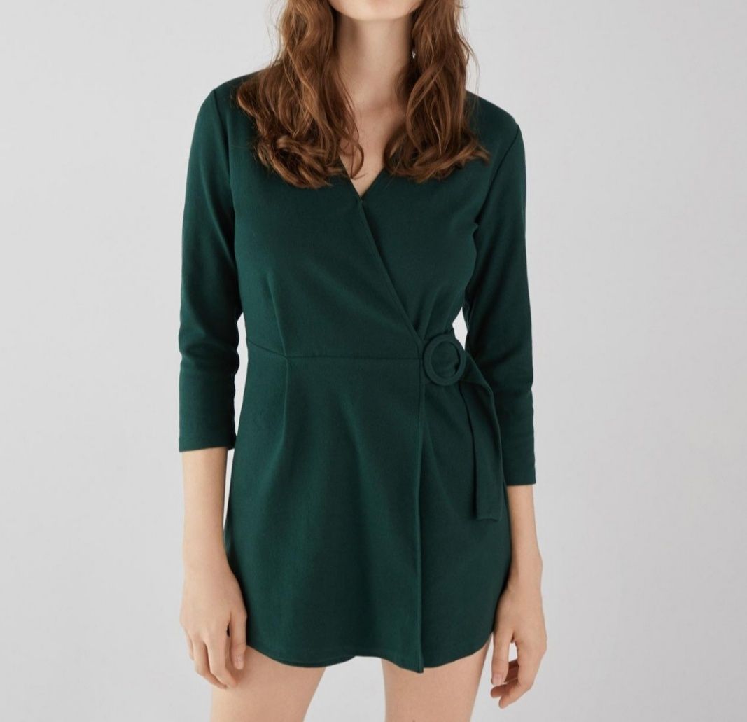 Bershka nowy kombinezon sukienka butelkowa zieleń xs sylwester święta