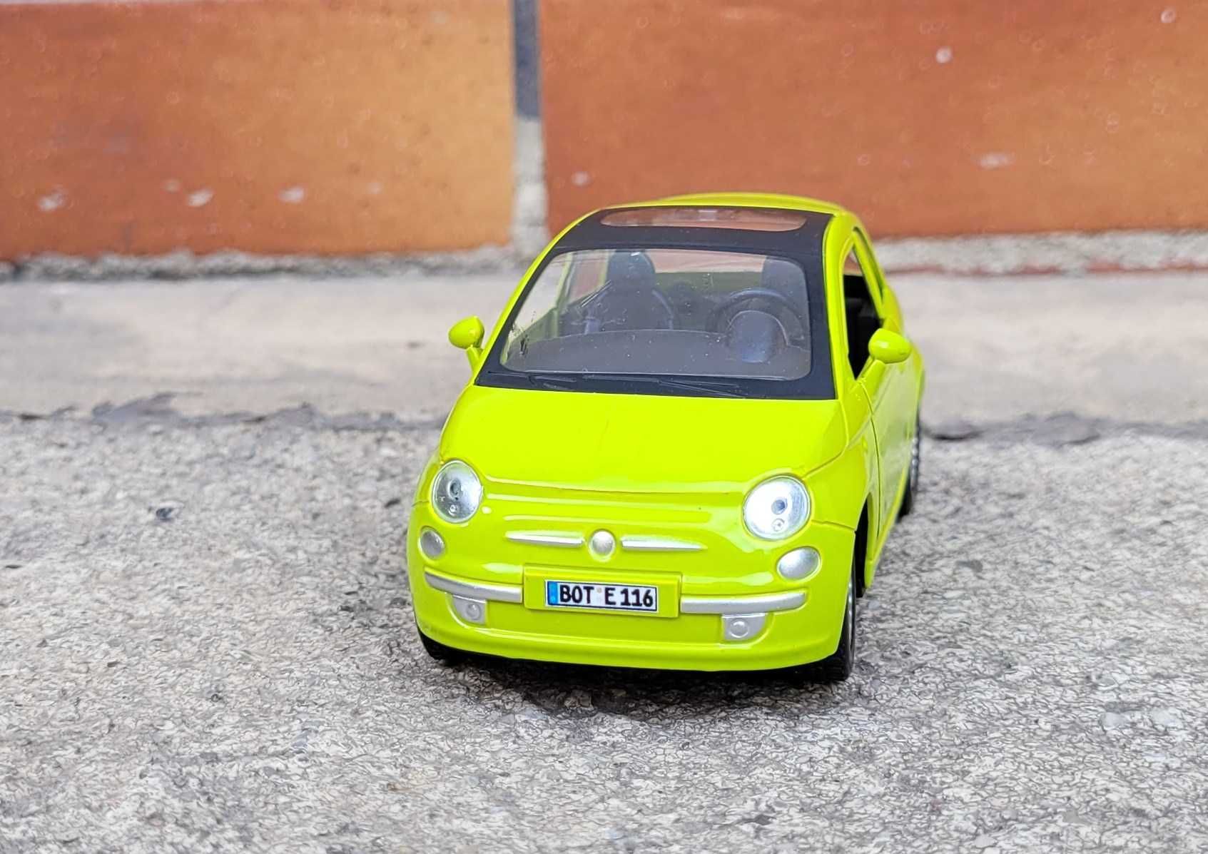 Kolekcja modeli Fiat 500 Unikat 1:34 piękny Zielony kolor 11 cm