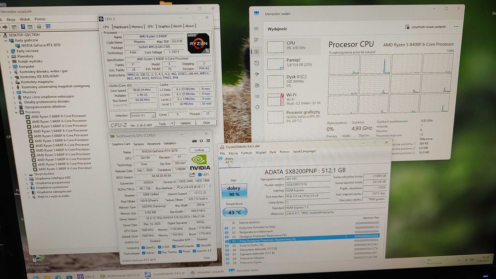 Gracz - RYZEN 5 8400F/RTX 3070 8GB/16GB DDR5 /SSD 512GB /GWR.