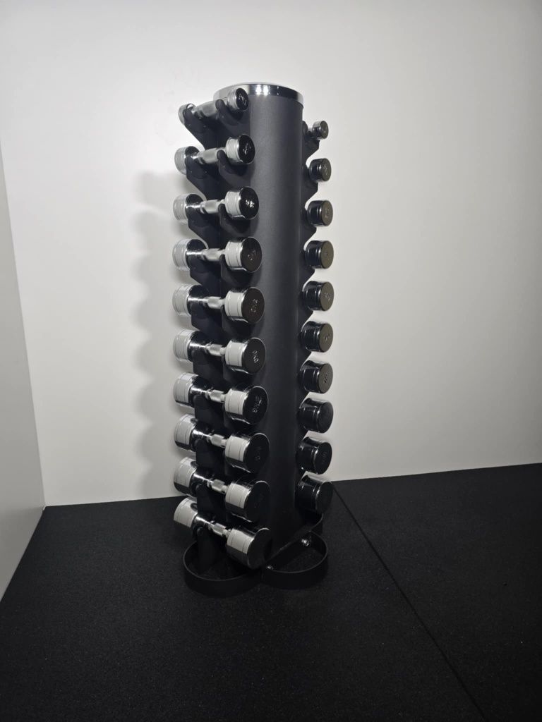 Zestaw hantli chromowanych od 1 kg.do 10 kg.ze stojakiem