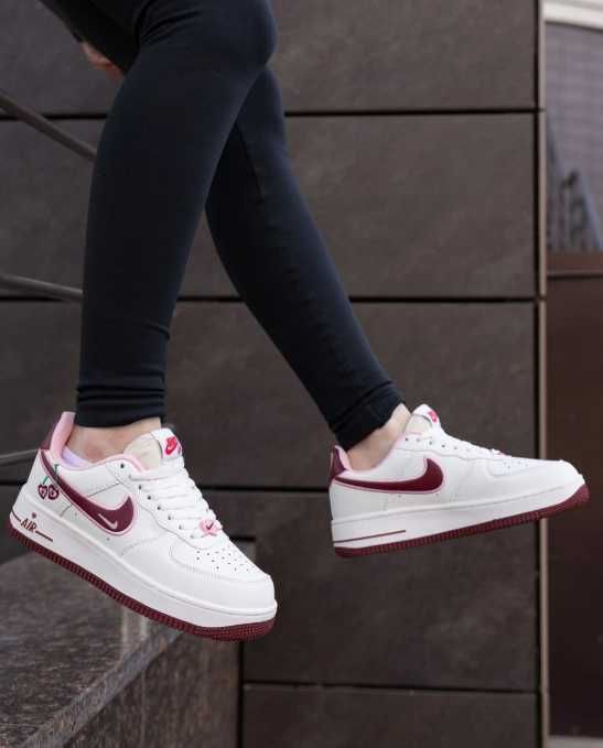 Кроссовки женские Nike Air Force 1 Low Cherry кожаные белые вишни