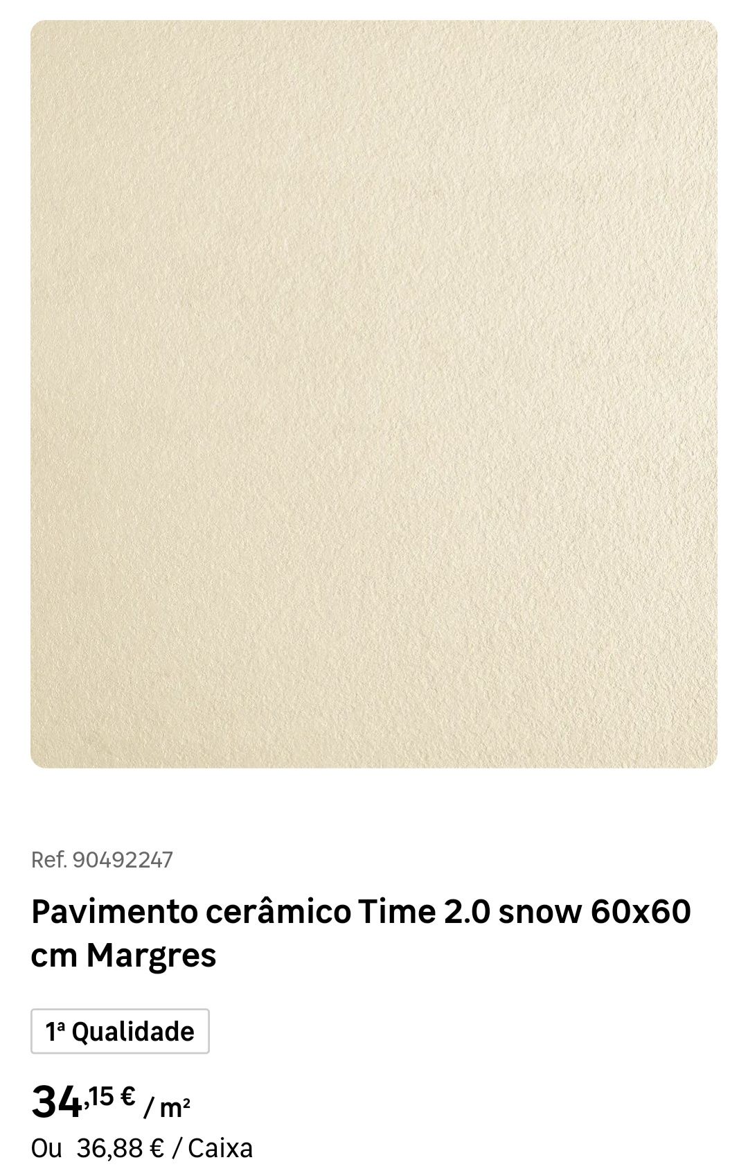 Pavimento cerâmico Time 2.0 Snow 60x60 cm Margres
