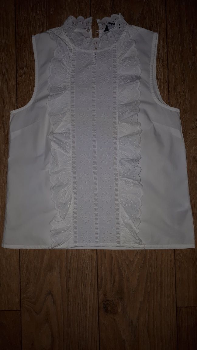 Bluzka New Look biała 8/36/S ażurkowa, pod sweterek/żakiet/komunia
