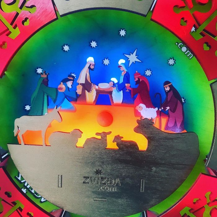 Різдвяна вертепна зірка механічна з підсвіткою