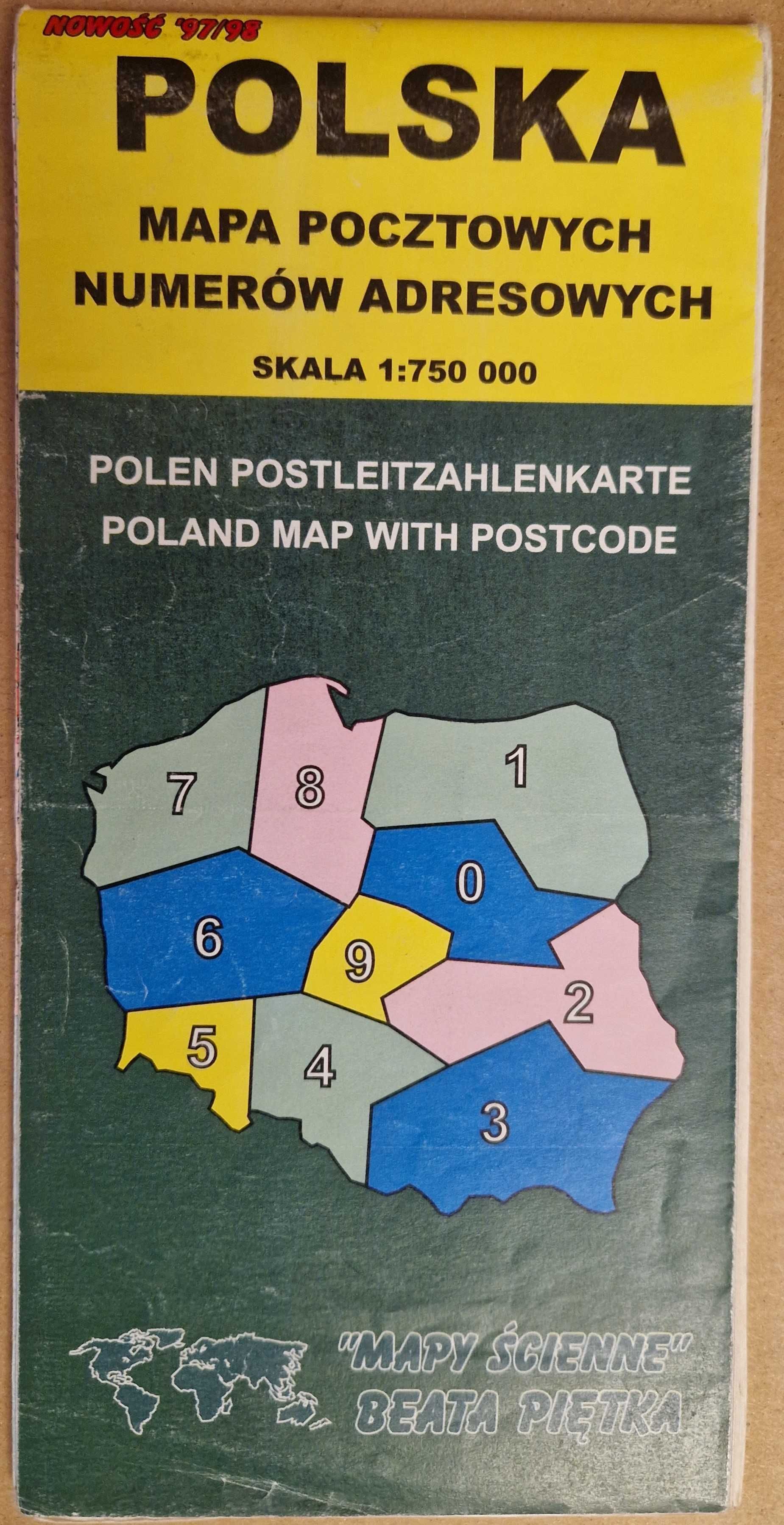 Polska Mapa pocztowych numerów adresowych 1:750 000