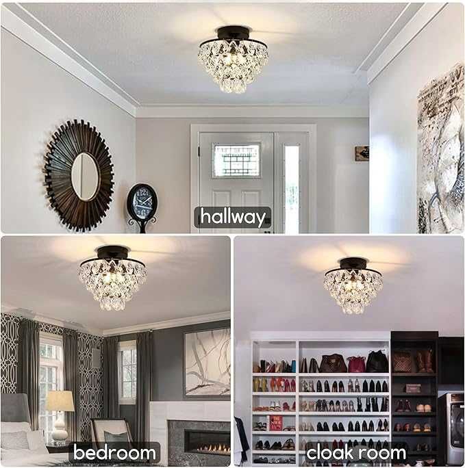 Czarna kryształowa lampa sufitowa Styl ArtDeco