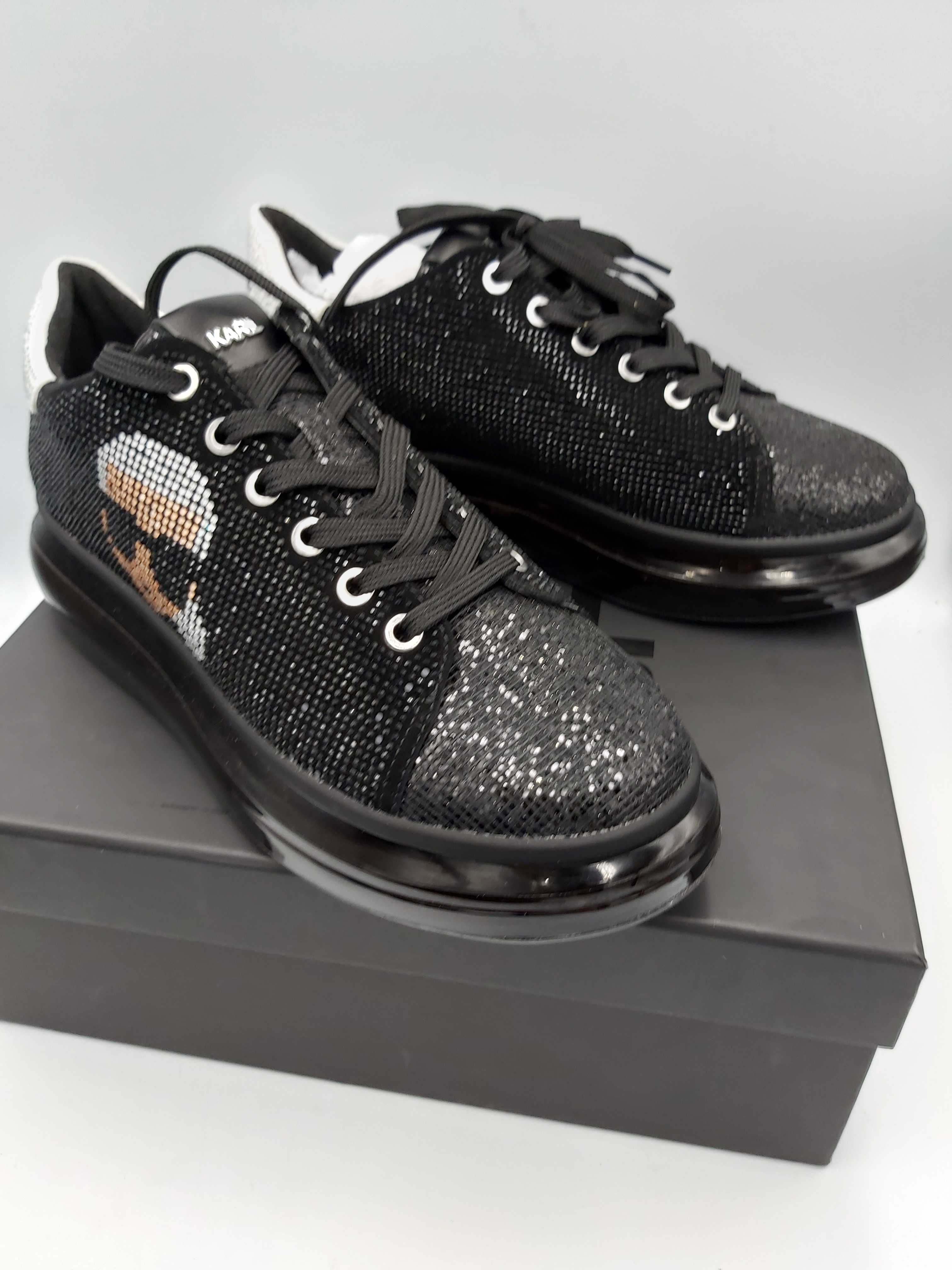 Nowe buty sneakersy KARL LAGERFELD czarbe cekiny 40 trampki1