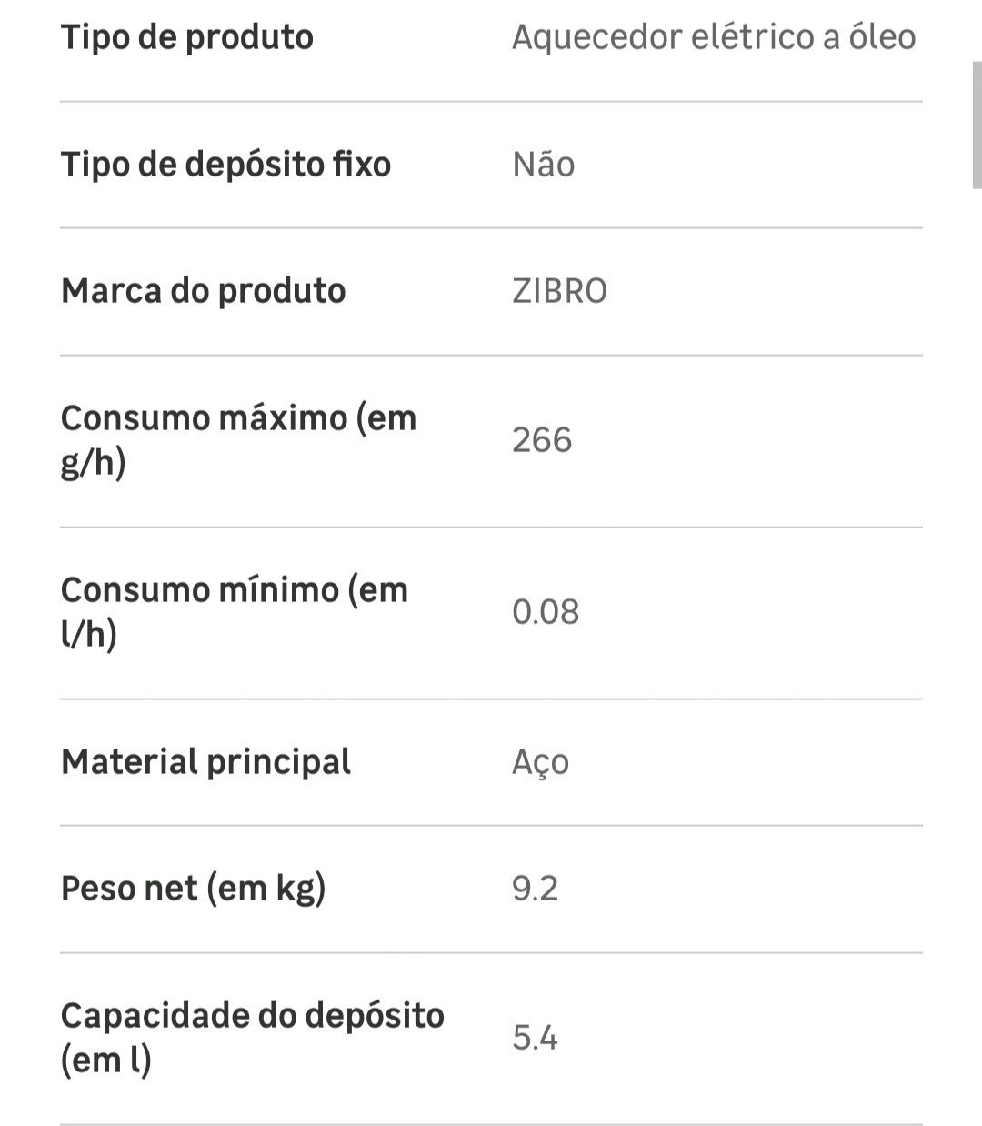 Vendo Aquecedor a parafina ZIBRO LC30 3000W