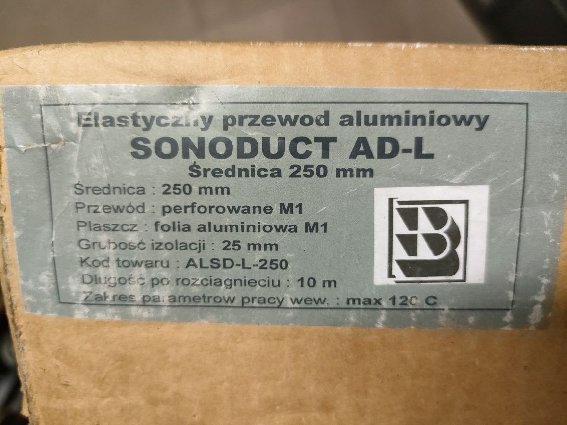 Turbo flexible przewód izolowany Sonoduct AD-L fi 250 mm X10 mb alu