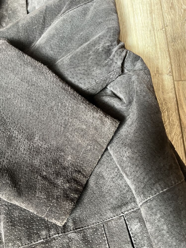 kurtka skórzana zamszowa męska marynarka brązowa jesienna 56 XL / XXL