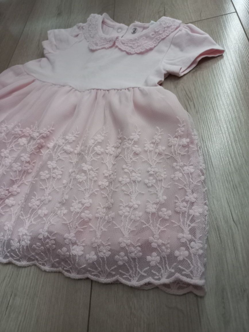 Sukieneczka dla dziewczynki H&M rozm 68 74 różowa koronkowa