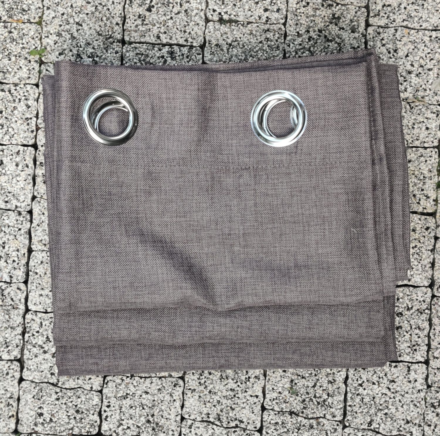 Trzy zasłony na przelotach 140 x 210 ciemny popiel