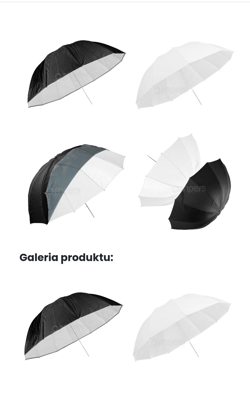 Parasolka fotograficzna Falcon Jumbo Biała / Czarna 135 cm Nowa 2szt
K