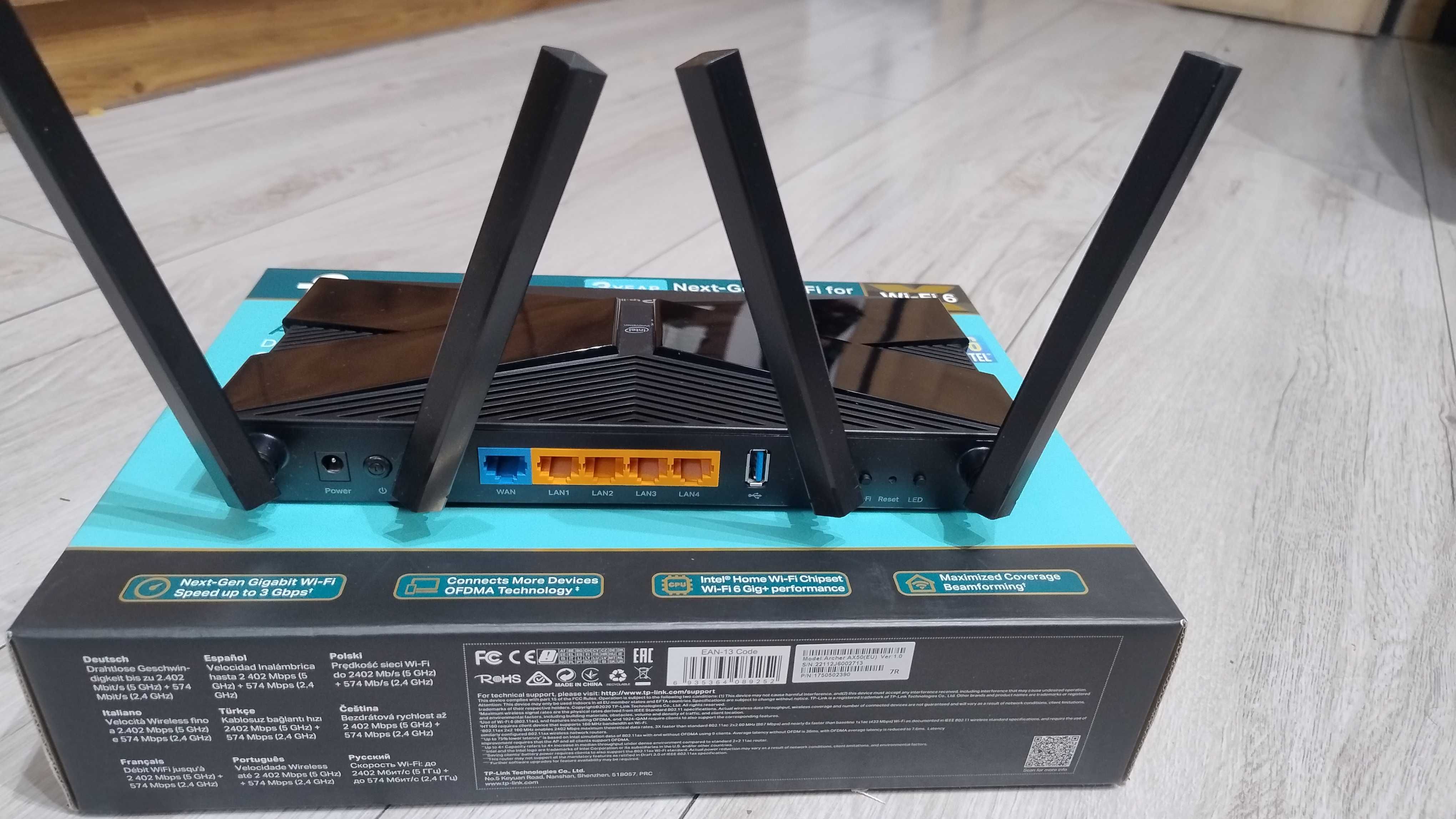 Router TP-LINK Archer AX50 2.4 / 5 GHz (DualBand) WI-FI 6