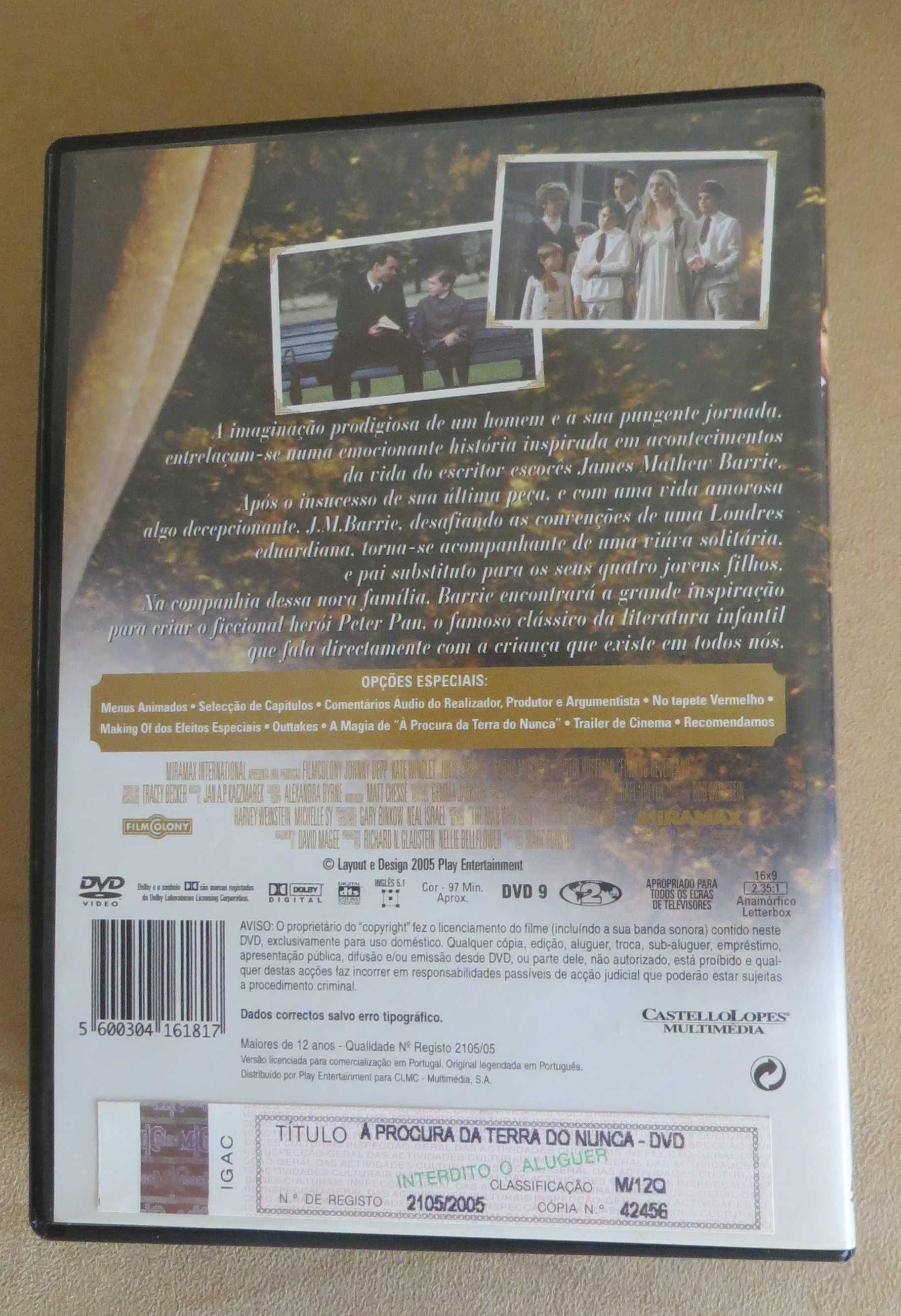 DVD À Procura da terra do Nunca Óscares -  Filme Melhor filme do Ano