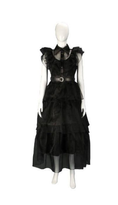 Сукня венсдей чорна з поясом