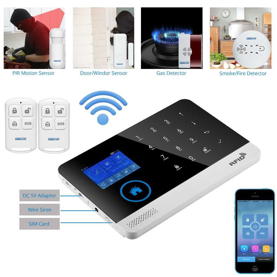 Sistema de Alarme sem Mensalidades - Wireless, GSM, RFID e LCD Touch