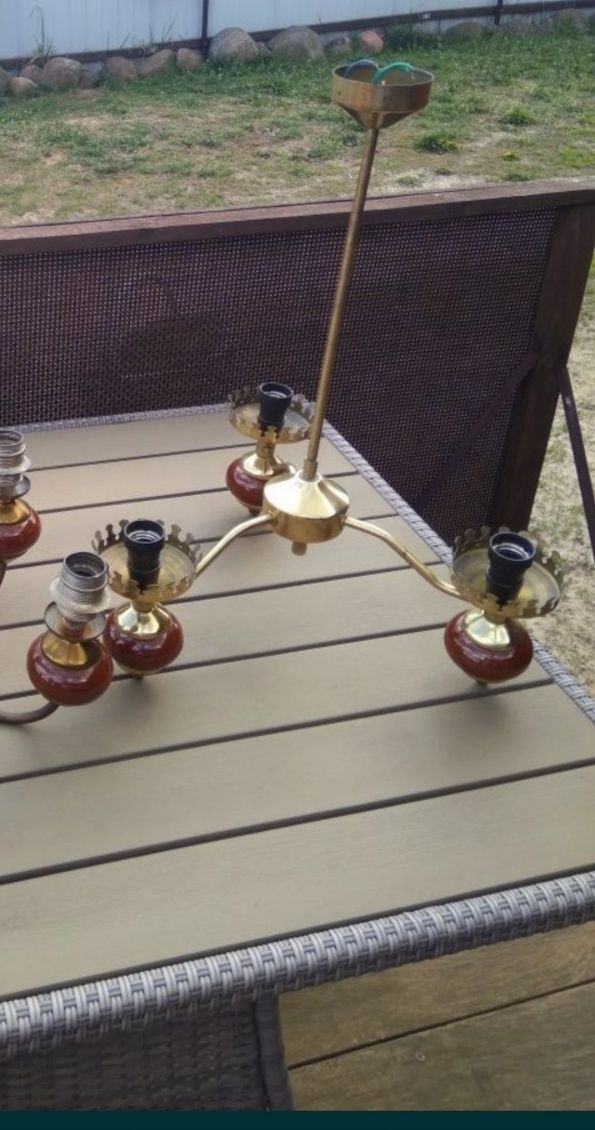 OKAZJA stara lampa retro mosiądz i porcelana Polam Wieliczka PRL