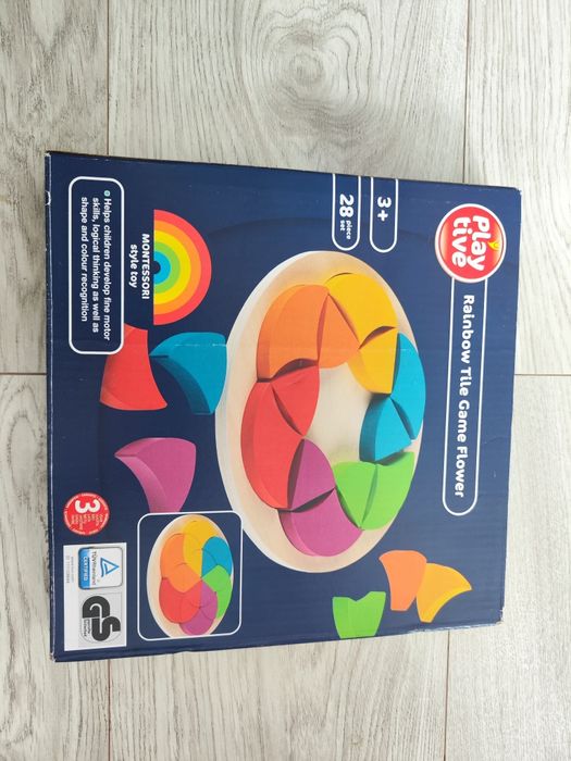 PLAYTIVE Tęczowa  drewniana układanka  kwiat w stylu Montessori