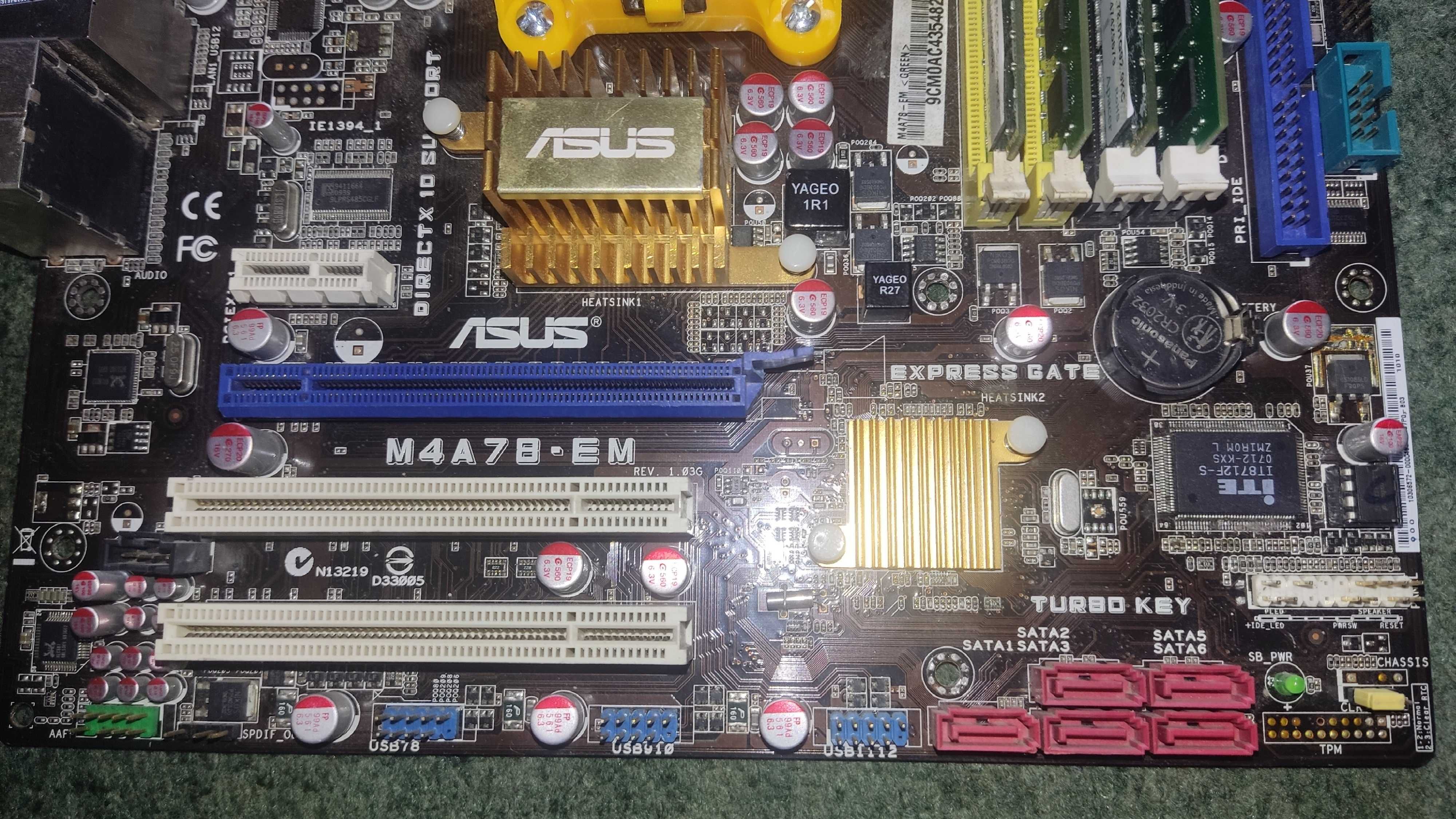 Комплект AM3, Asus M4A78-EM, DDR2 6 gb