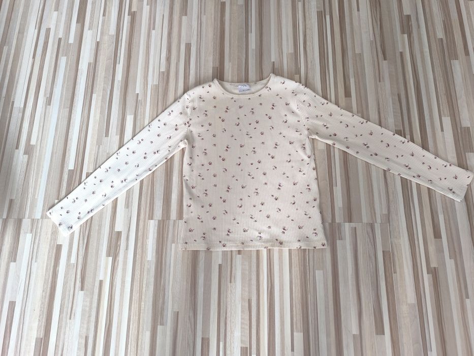 Bluzka kremowa prążek Zara 140