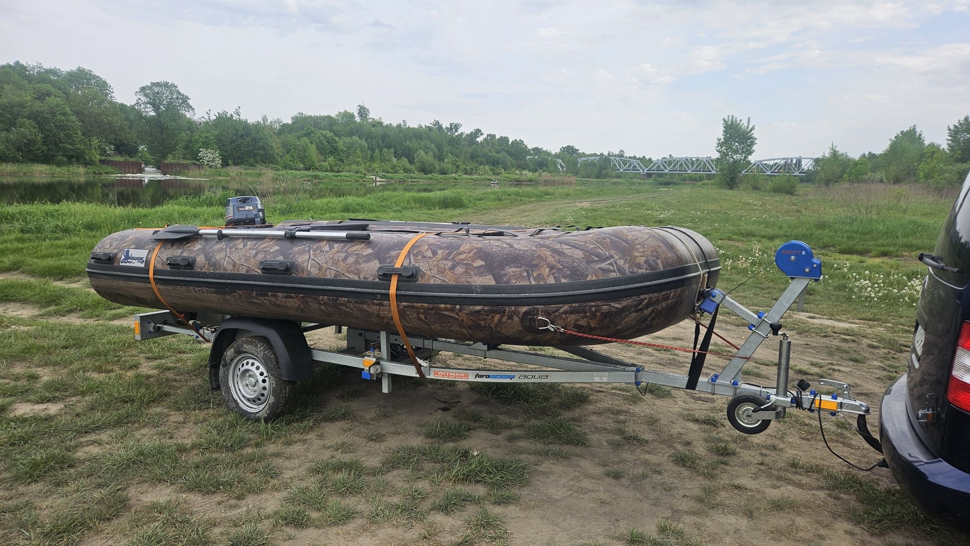 Ponton kraken w400 400x210 silnik yamaha 25km przyczepa