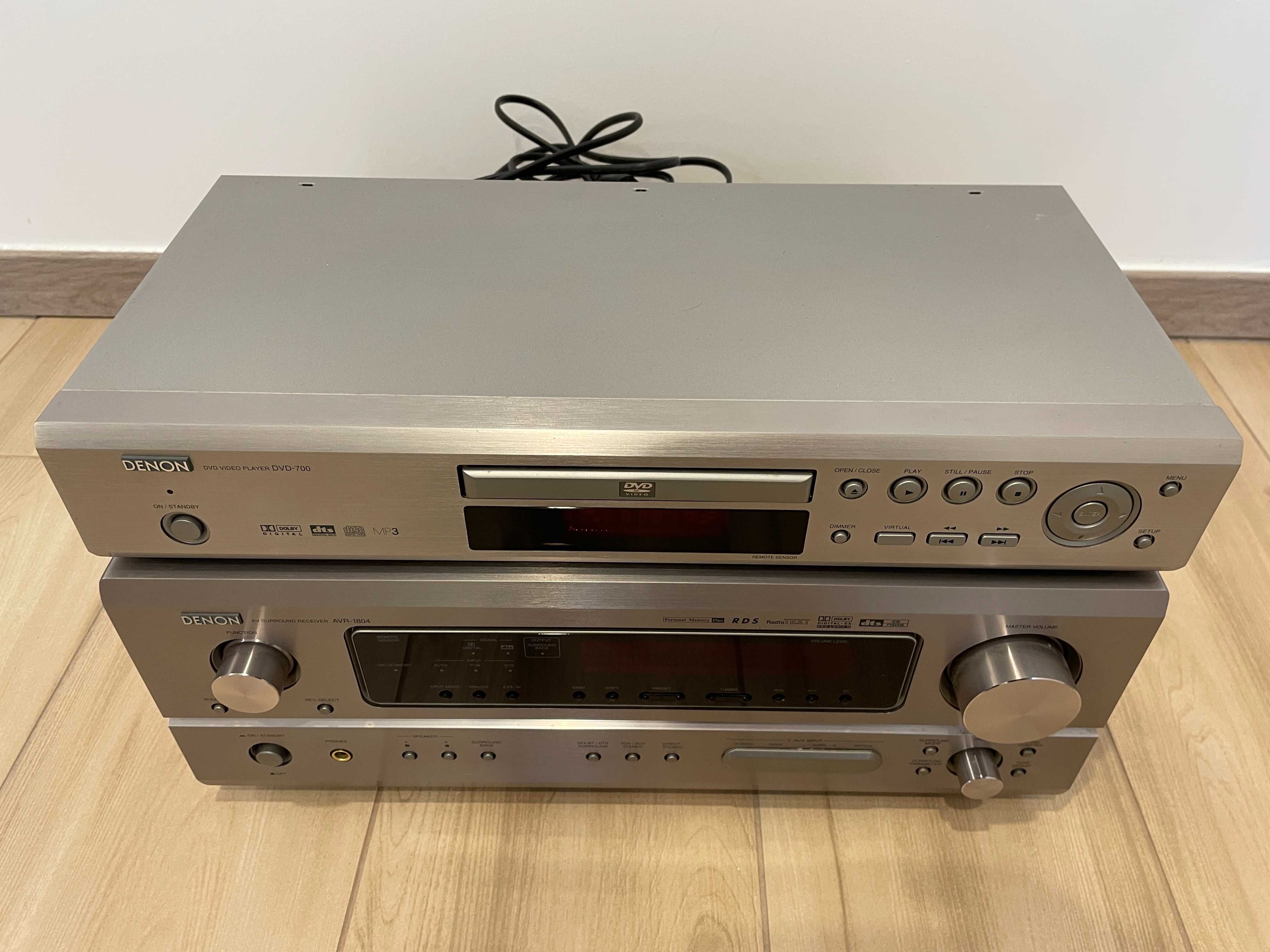 Zestaw Denon: amplituner AVR-1804 i odtwarzacz DVD-700 + 2 piloty