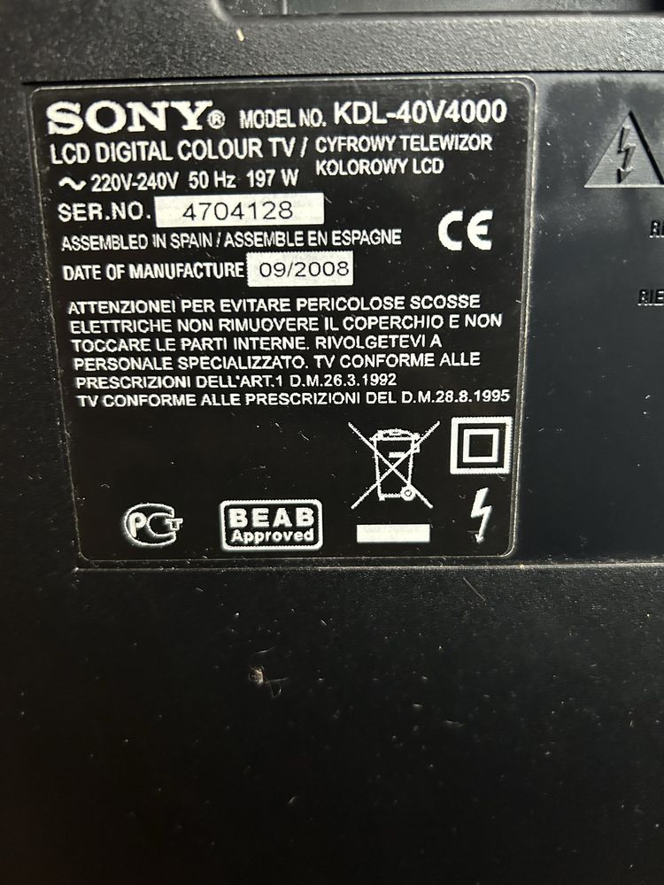 Telewizor Sony Bravia 40 cali KDL-40V4000