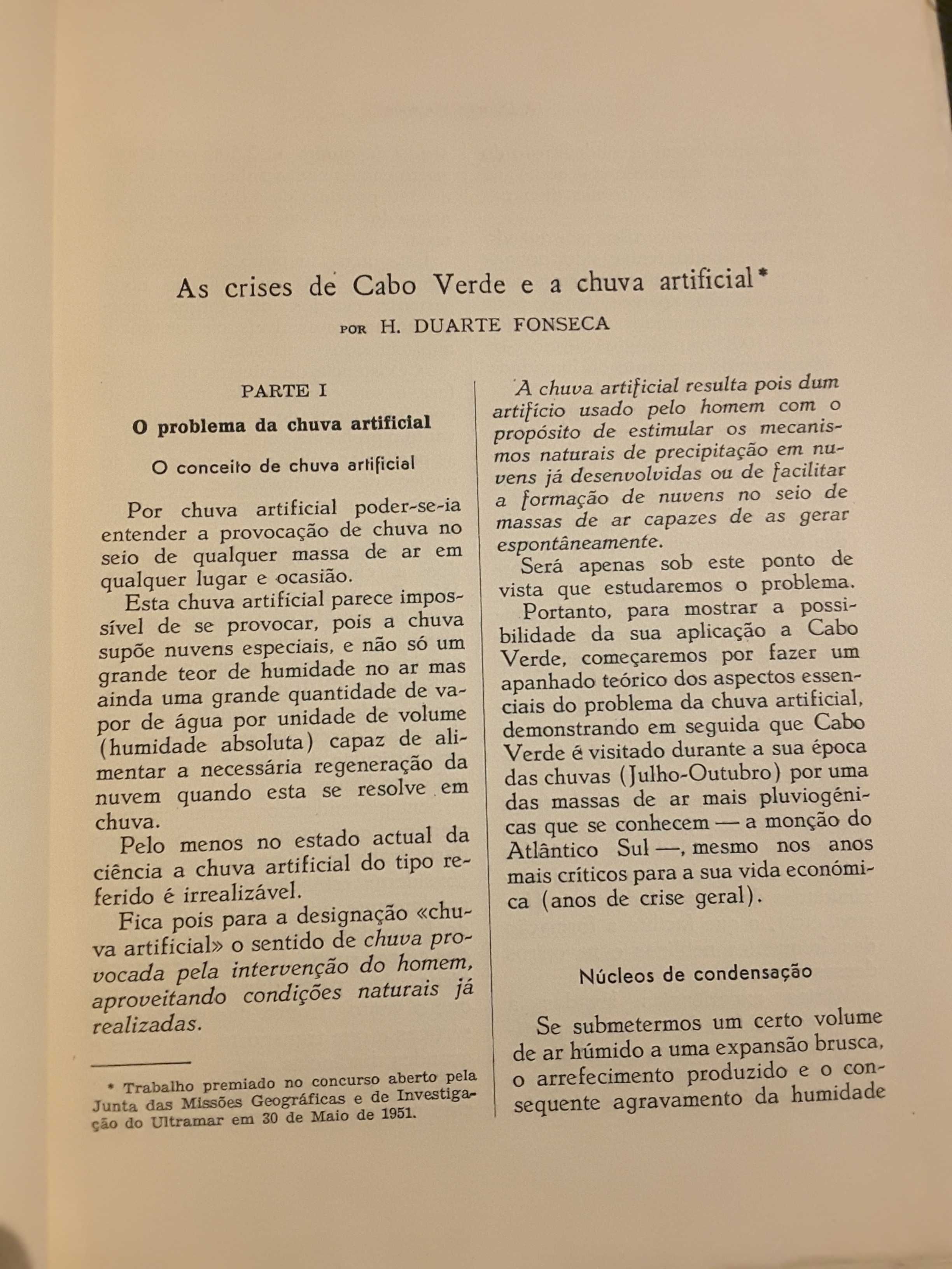Cabo Verde: Regime Alimentar-Crises, Chuva Artificial/Humpata (Angola)