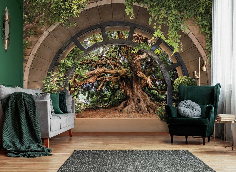 Fototapeta Drzewo Imitacja Okiennicy Na Ścianę 3D Twój Rozmiar + KLEJ