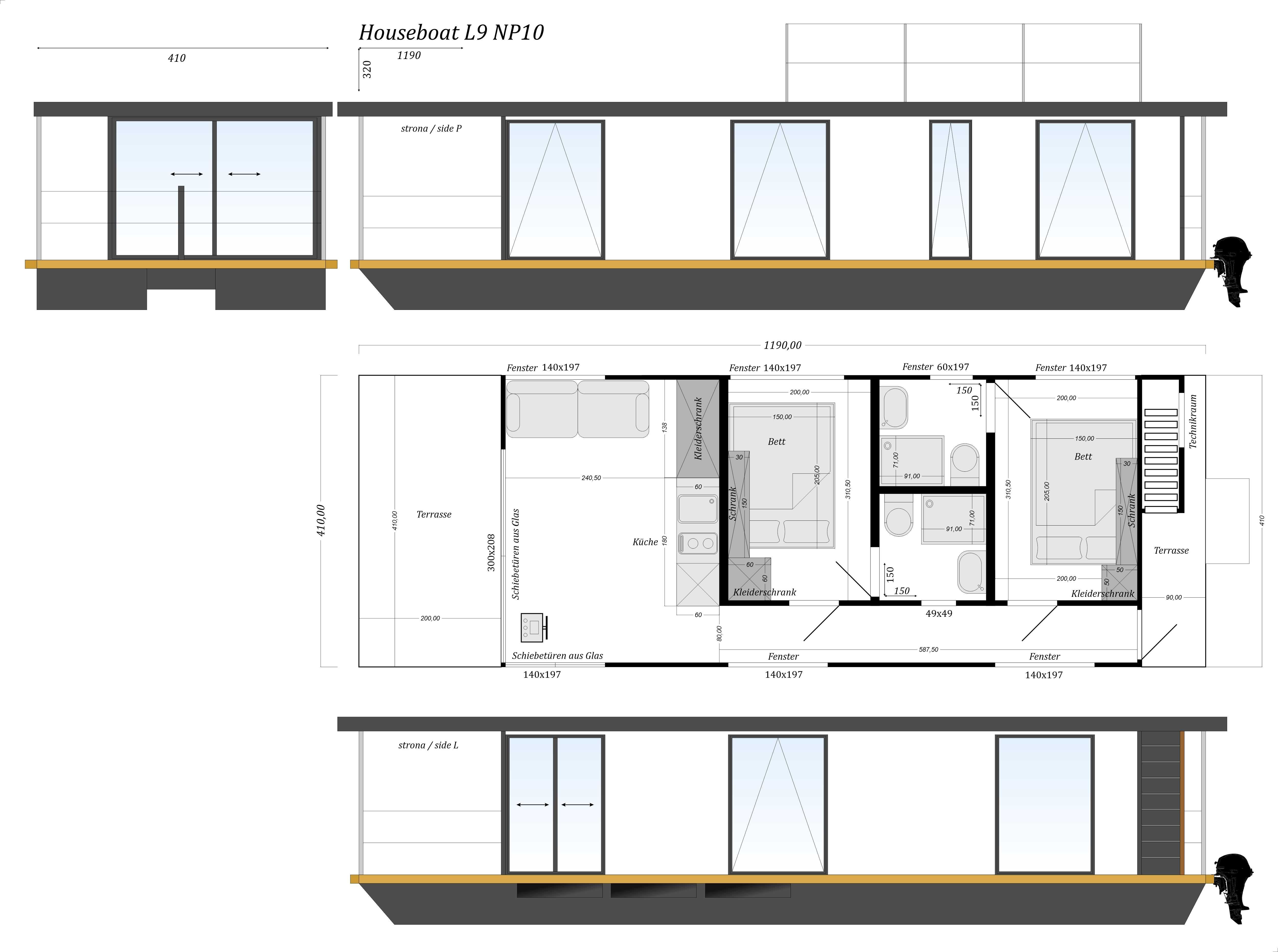 NAUTIA L11 Houseboat Hausboot Dom na wodzie Pływający łódź Jacht